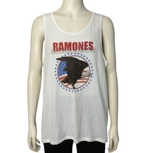 Old Navy Ramones Tank Top Men XXL White Graphic Band Eagle USA Punk Rock